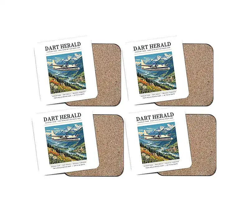 Handley Page HPR.7 Dart Herald - Poster - Coaster Set - White