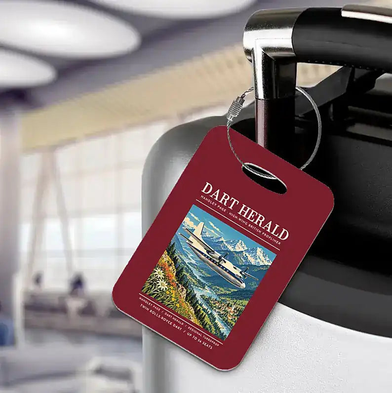 Handley Page HPR.7 Dart Herald - Poster - Luggage Tag - Dark Red