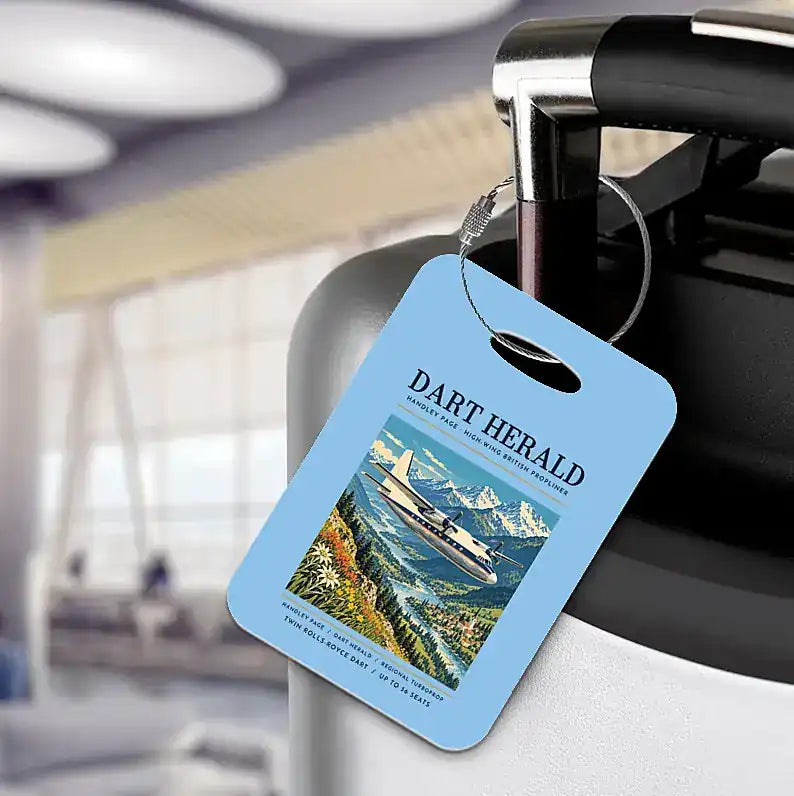 Handley Page HPR.7 Dart Herald - Poster - Luggage Tag - Light Blue