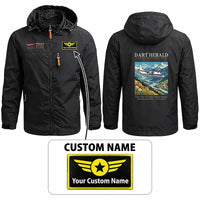 Thumbnail for Handley Page HPR.7 Dart Herald Stylish Jackets - Hooded Windbreaker - Poster + Name - Black