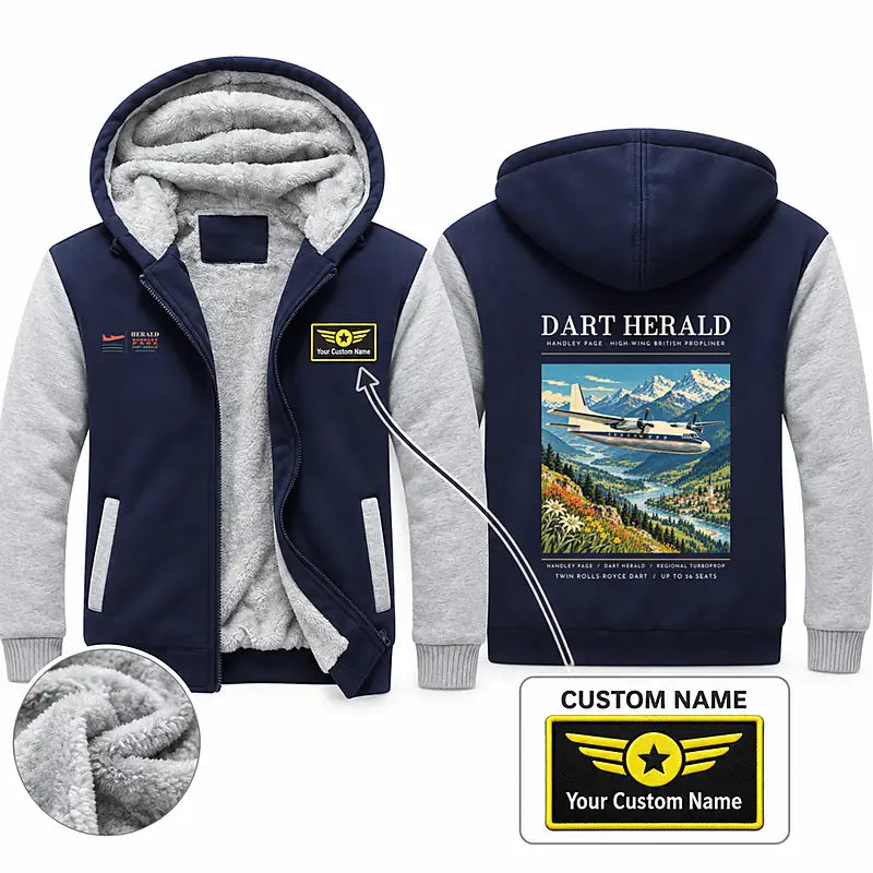 Handley Page HPR.7 Dart Herald Zipped Sweatshirts - Poster + Name - Navy & Gray