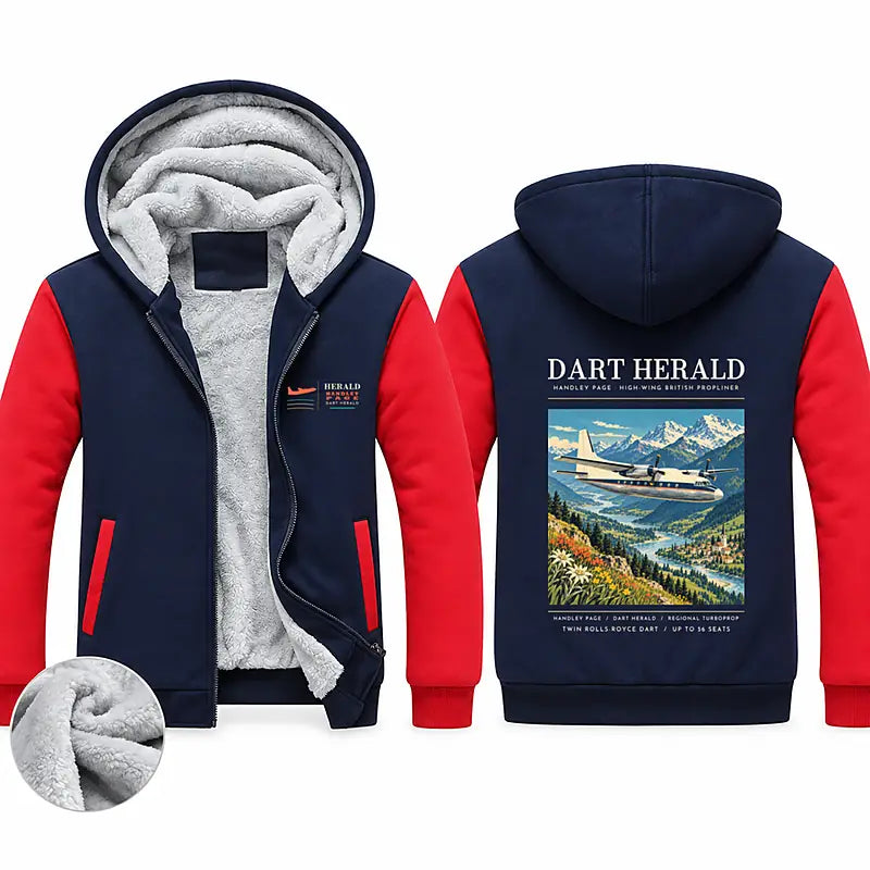 Handley Page HPR.7 Dart Herald Zipped Sweatshirts - Poster - Navy & Red
