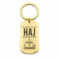 Thumbnail for Hannover Airport HAJ - Key Chain - Boarding Pass Style - Gold