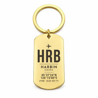 Thumbnail for Harbin Taiping International Airport HRB - Key Chain - Original Design - Gold
