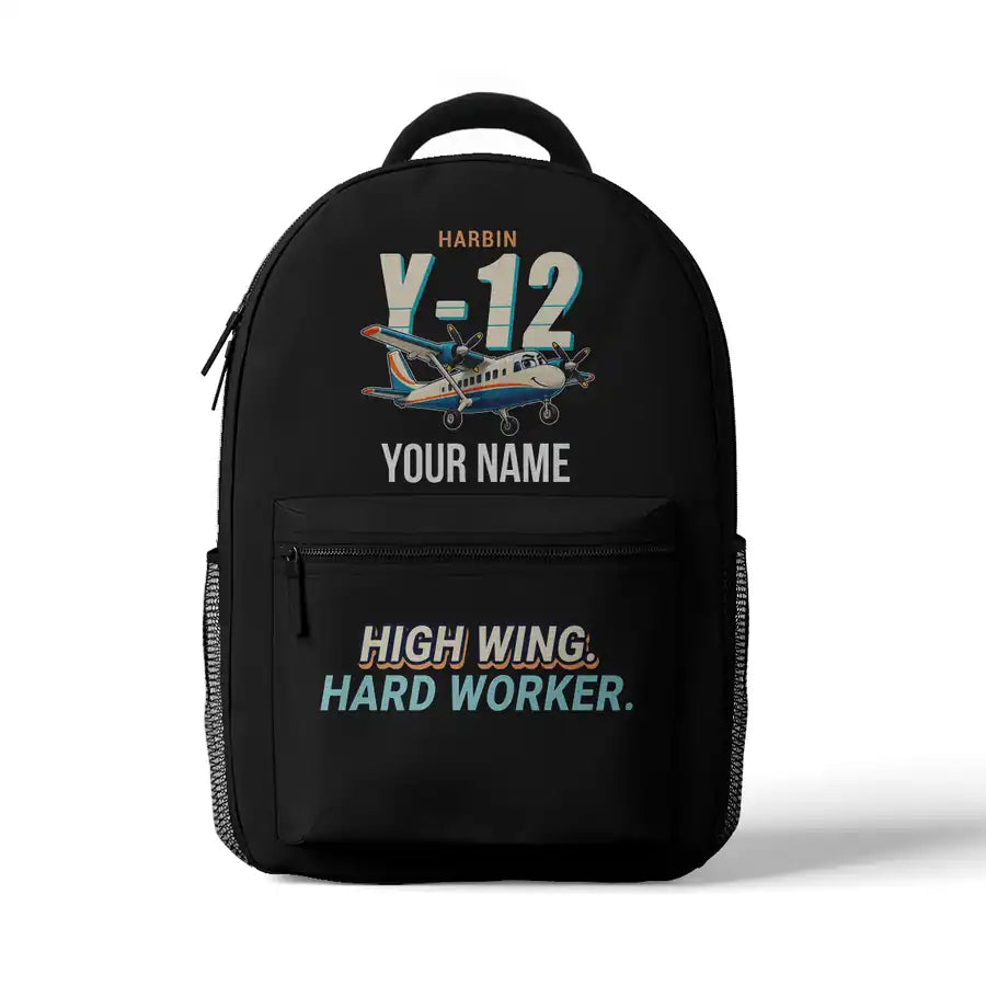 Harbin Y-12E - 3D Backpack - Cartoon + Name - Black