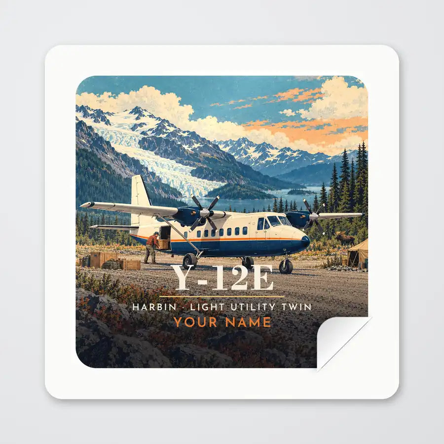 Harbin Y-12E - 3D + Name - Square Sticker - Peel