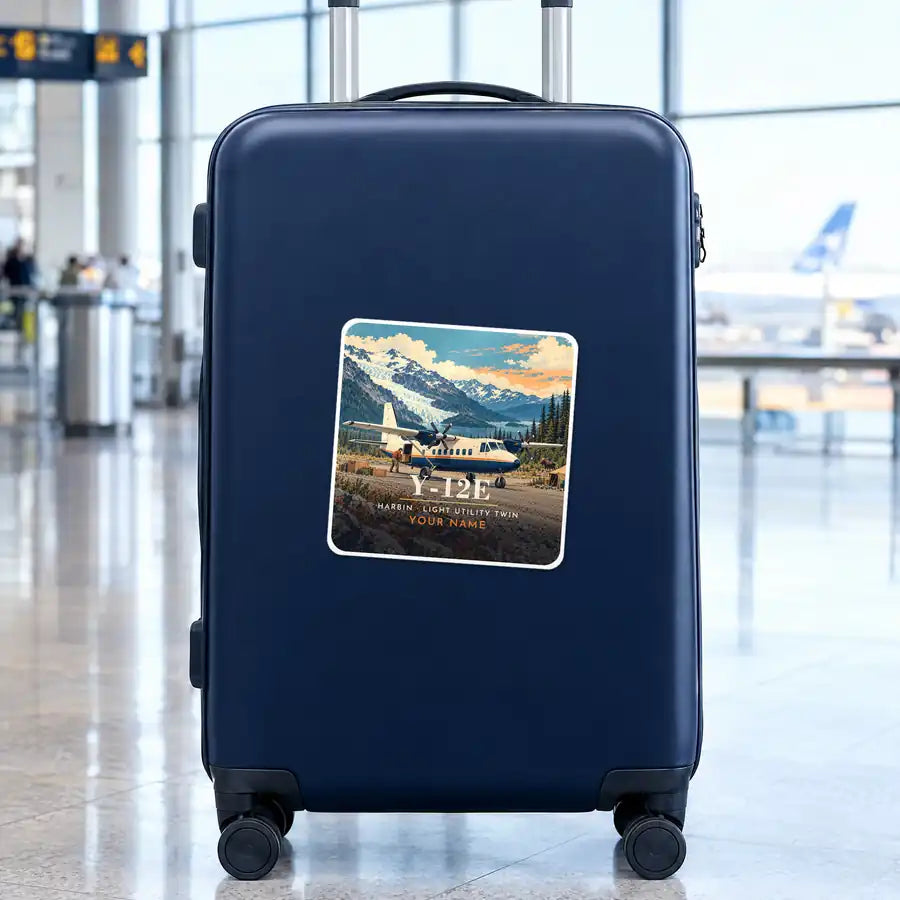 Harbin Y-12E - 3D + Name - Square Sticker - Suitcase