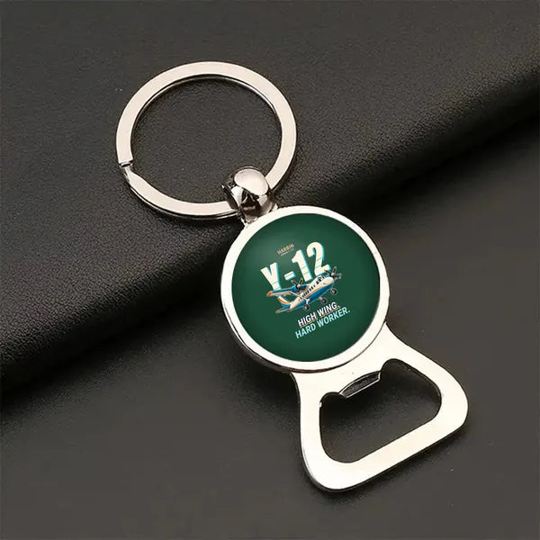 Harbin Y-12E - Cartoon - Bottle Opener Key Chain - Dark Green