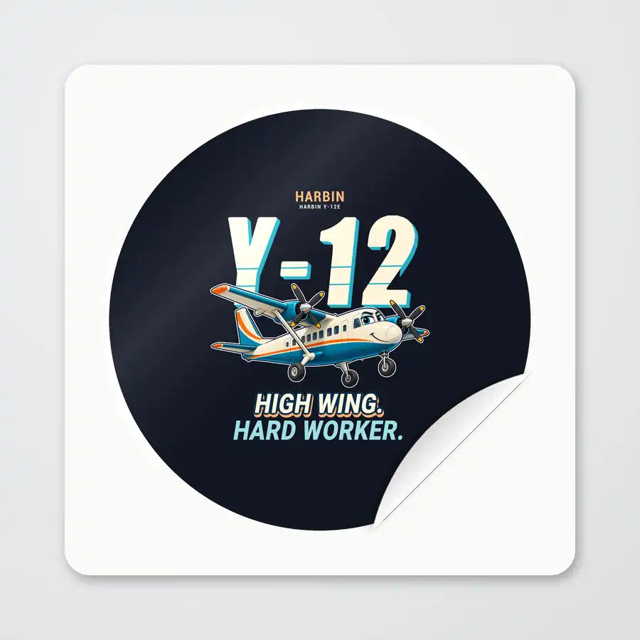 Harbin Y-12E - Cartoon - Circle Sticker - Peel