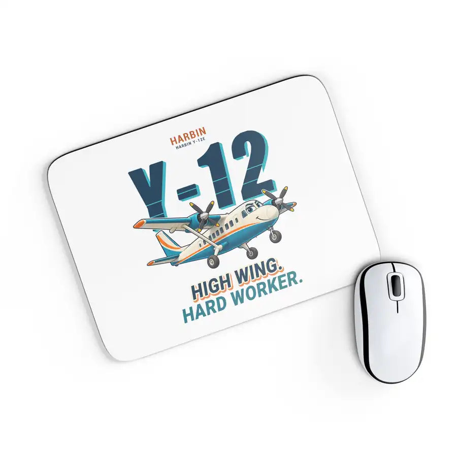 Harbin Y-12E - Cartoon - Mouse Pad - White