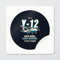 Thumbnail for Harbin Y-12E - Cartoon + Name - Circle Sticker - Peel