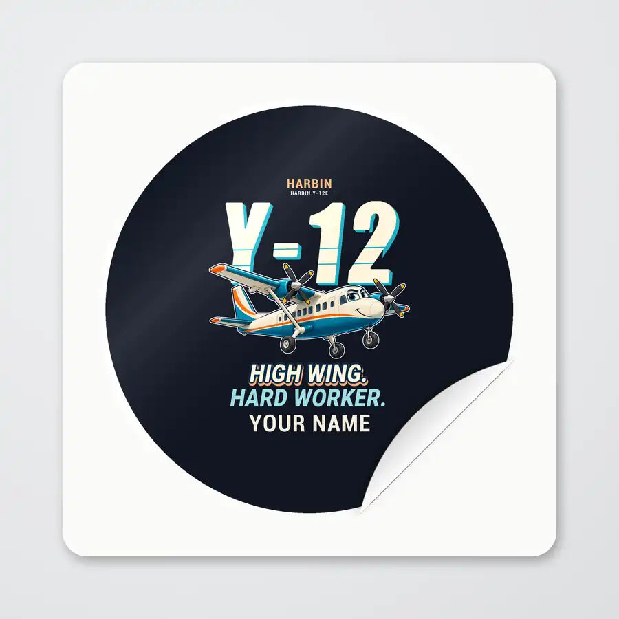 Harbin Y-12E - Cartoon + Name - Circle Sticker - Peel