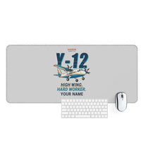 Thumbnail for Harbin Y-12E - Cartoon + Name - Desk Mat - Light Gray
