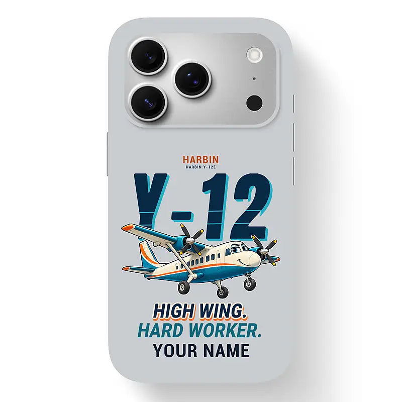Harbin Y-12E - Cartoon + Name - MagSafe iPhone 17 Pro - Light Gray