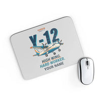 Thumbnail for Harbin Y-12E - Cartoon + Name - Mouse Pad - Light Gray