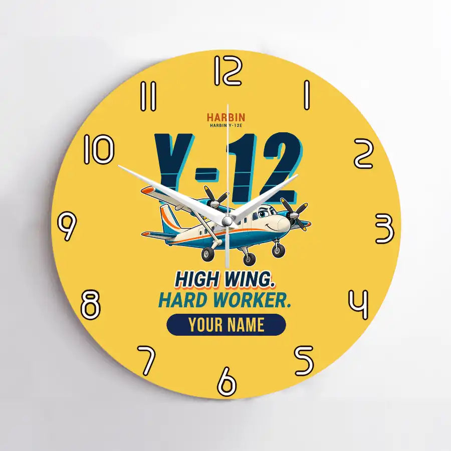 Harbin Y-12E - Cartoon + Name - No Frame - Yellow