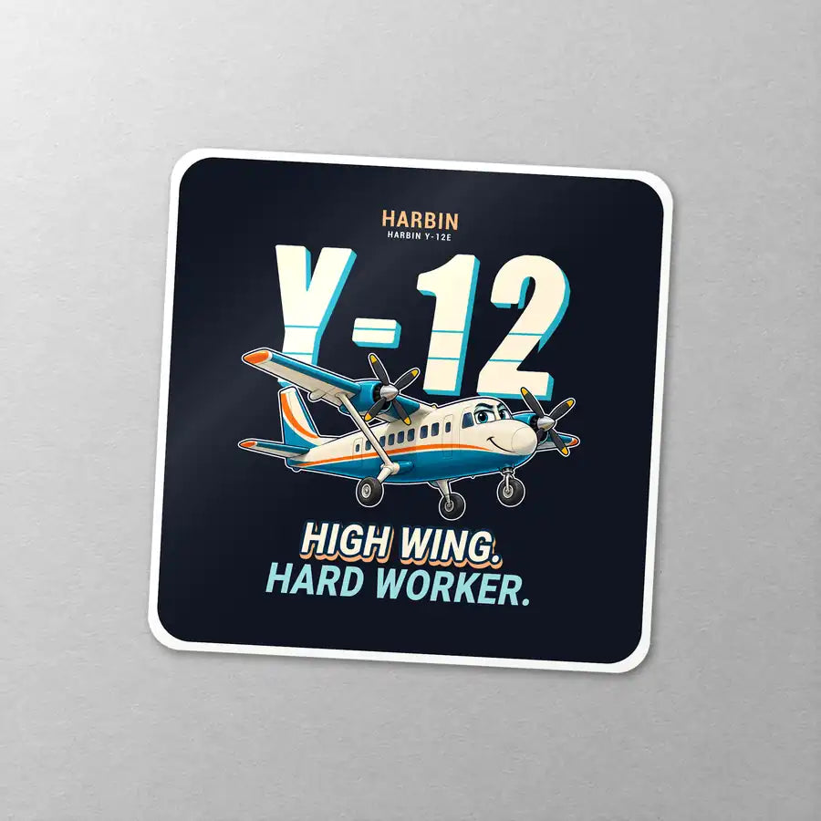 Harbin Y-12E - Cartoon - Square Sticker - Close-up