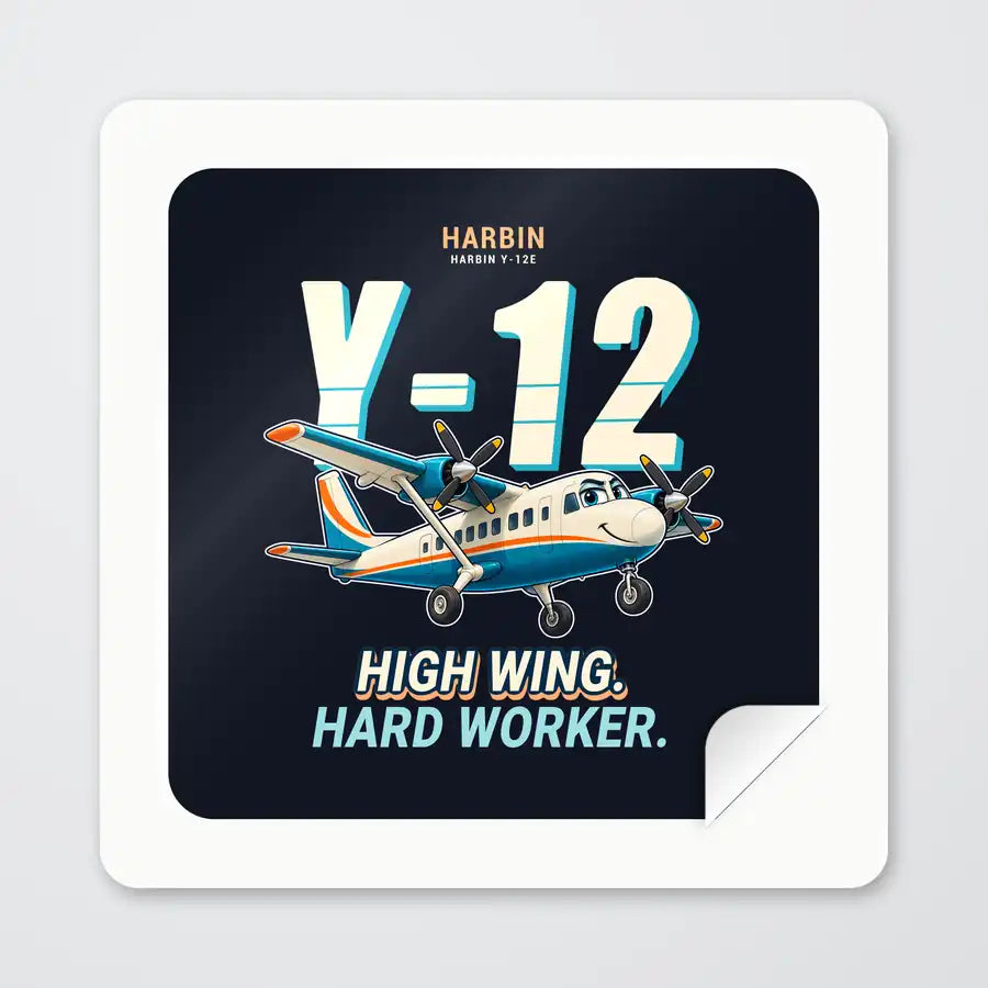 Harbin Y-12E - Cartoon - Square Sticker - Peel