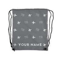 Thumbnail for Harbin Y-12E - Drawstring Bag - 3D Pattern + Name - Gray