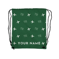 Thumbnail for Harbin Y-12E - Drawstring Bag - 3D Pattern + Name - Green