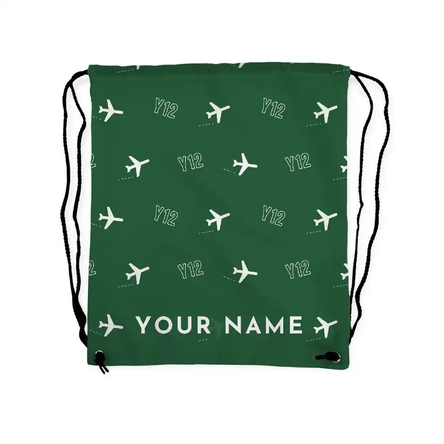 Harbin Y-12E - Drawstring Bag - 3D Pattern + Name - Green