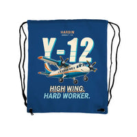 Thumbnail for Harbin Y-12E - Drawstring Bag - Cartoon - Blue