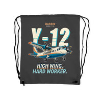 Thumbnail for Harbin Y-12E - Drawstring Bag - Cartoon - Gray