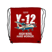 Thumbnail for Harbin Y-12E - Drawstring Bag - Cartoon - Red