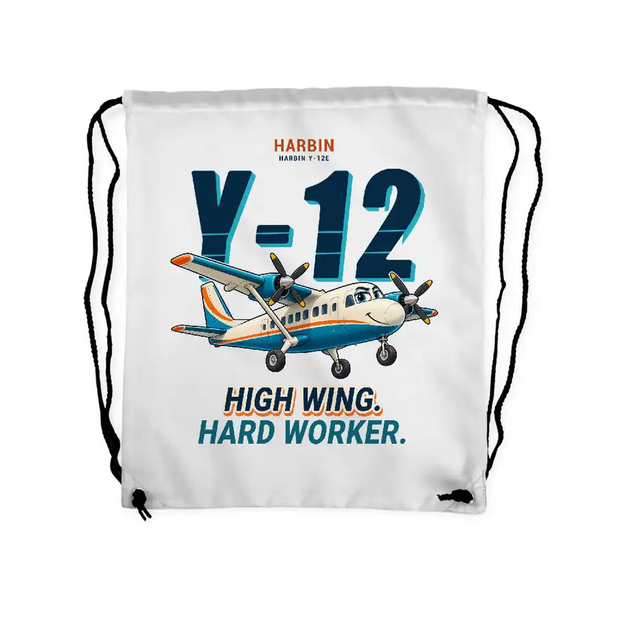 Harbin Y-12E - Drawstring Bag - Cartoon - White