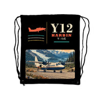 Thumbnail for Harbin Y-12E - Drawstring Bag - Classic - Black