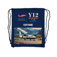 Thumbnail for Harbin Y-12E - Drawstring Bag - Classic + Name - Dark Blue