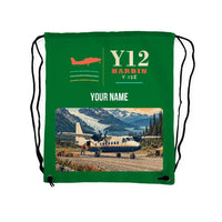 Thumbnail for Harbin Y-12E - Drawstring Bag - Classic + Name - Green