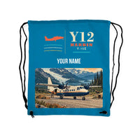 Thumbnail for Harbin Y-12E - Drawstring Bag - Classic + Name - Light Blue