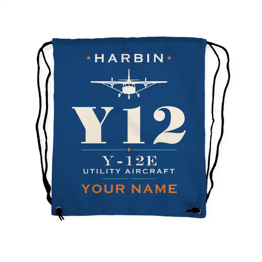 Harbin Y-12E - Drawstring Bag - Heritage + Name - Blue
