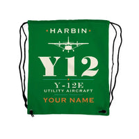 Thumbnail for Harbin Y-12E - Drawstring Bag - Heritage + Name - Green