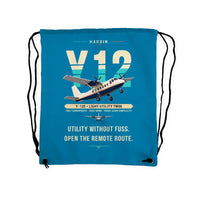 Thumbnail for Harbin Y-12E - Drawstring Bag - Original - Light Blue