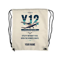 Thumbnail for Harbin Y-12E - Drawstring Bag - Original + Name - Beige