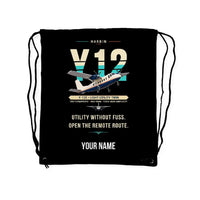 Thumbnail for Harbin Y-12E - Drawstring Bag - Original + Name - Black
