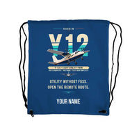 Thumbnail for Harbin Y-12E - Drawstring Bag - Original + Name - Blue
