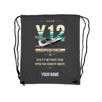 Thumbnail for Harbin Y-12E - Drawstring Bag - Original + Name - Gray