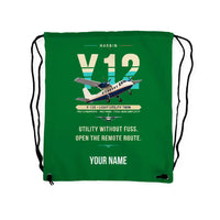 Thumbnail for Harbin Y-12E - Drawstring Bag - Original + Name - Green