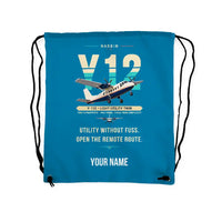 Thumbnail for Harbin Y-12E - Drawstring Bag - Original + Name - Light Blue
