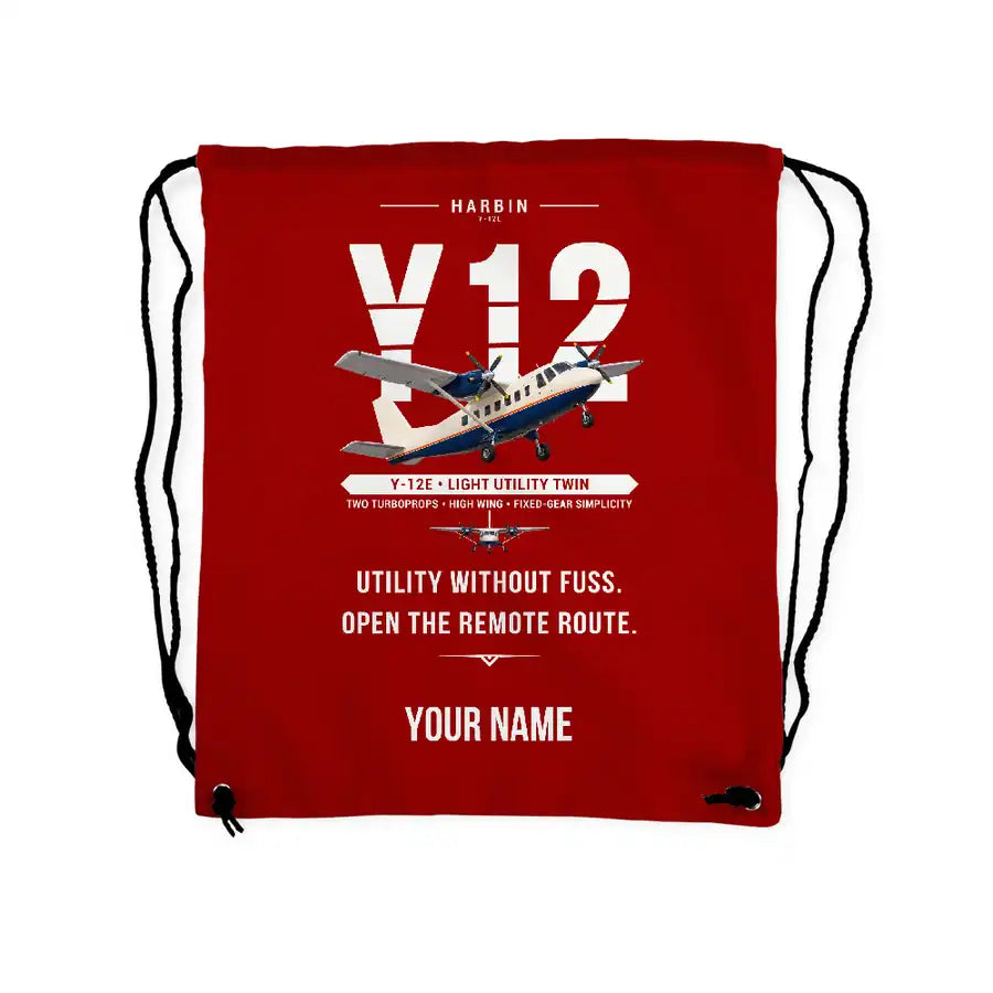 Harbin Y-12E - Drawstring Bag - Original + Name - Red