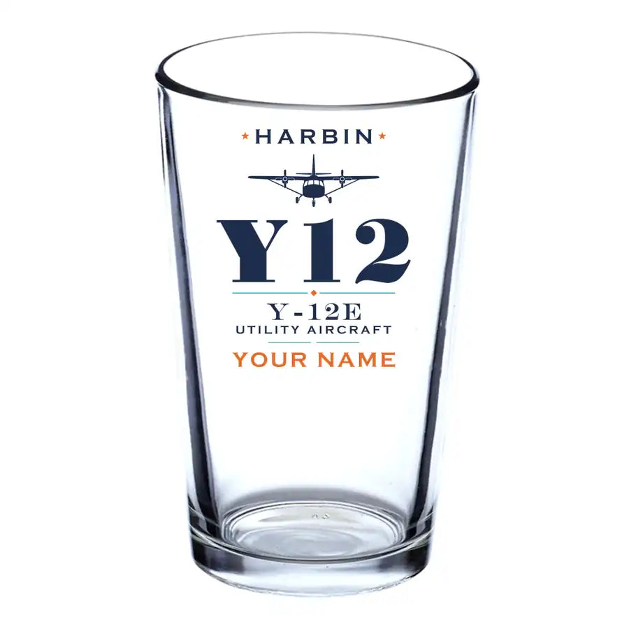 Harbin Y-12E - Heritage + Name - Beer & Water Glass