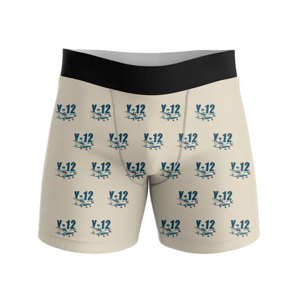 Harbin Y-12E - Men Boxers - Cartoon Pattern - Beige