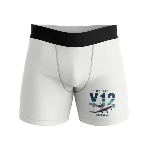 Harbin Y-12E - Men Boxers - Original + Name - White