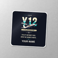 Thumbnail for Harbin Y-12E - Original + Name - Square Sticker - Close-up