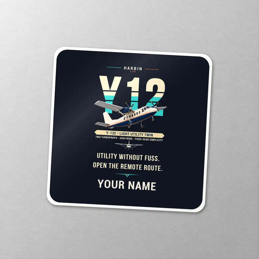 Harbin Y-12E - Original + Name - Square Sticker - Close-up