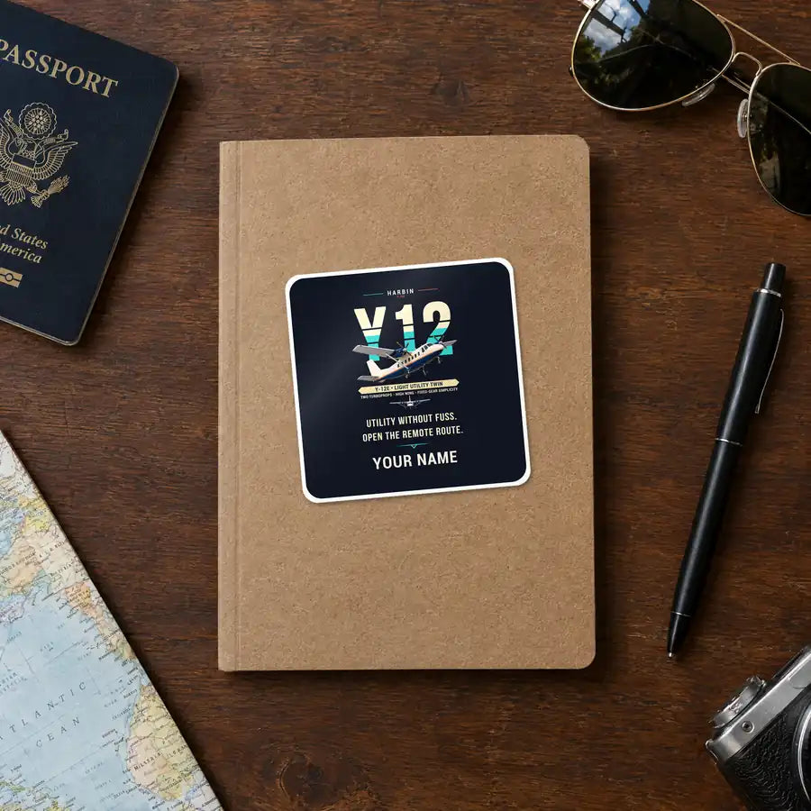 Harbin Y-12E - Original + Name - Square Sticker - Notebook