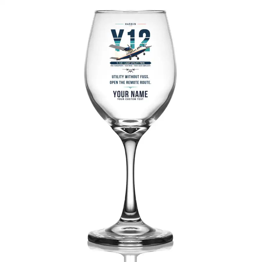 Harbin Y-12E - Original + Name - Wine Glass
